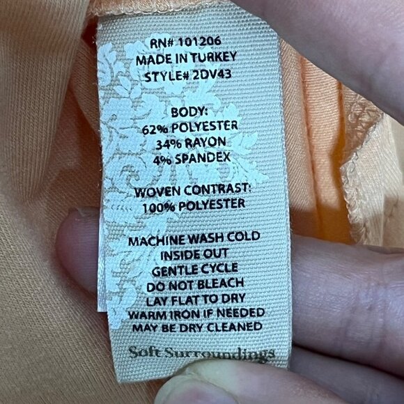 Soft Surroundings Willa‎ Short Sleeve Tee Tunic Peach Orange Size Medium - Picture 7 of 8